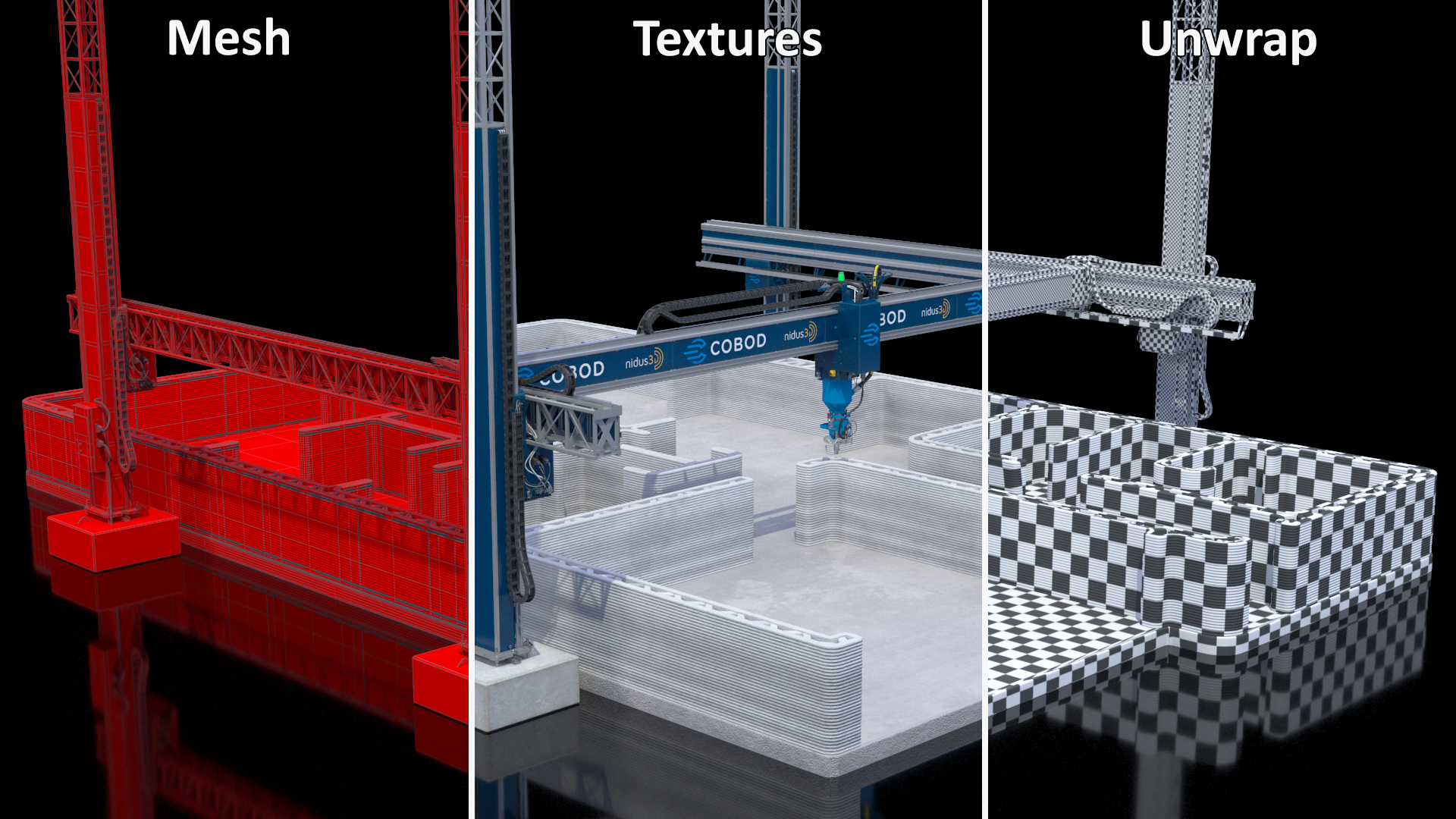 3D Construction 3D Printer at Work on Building Site model