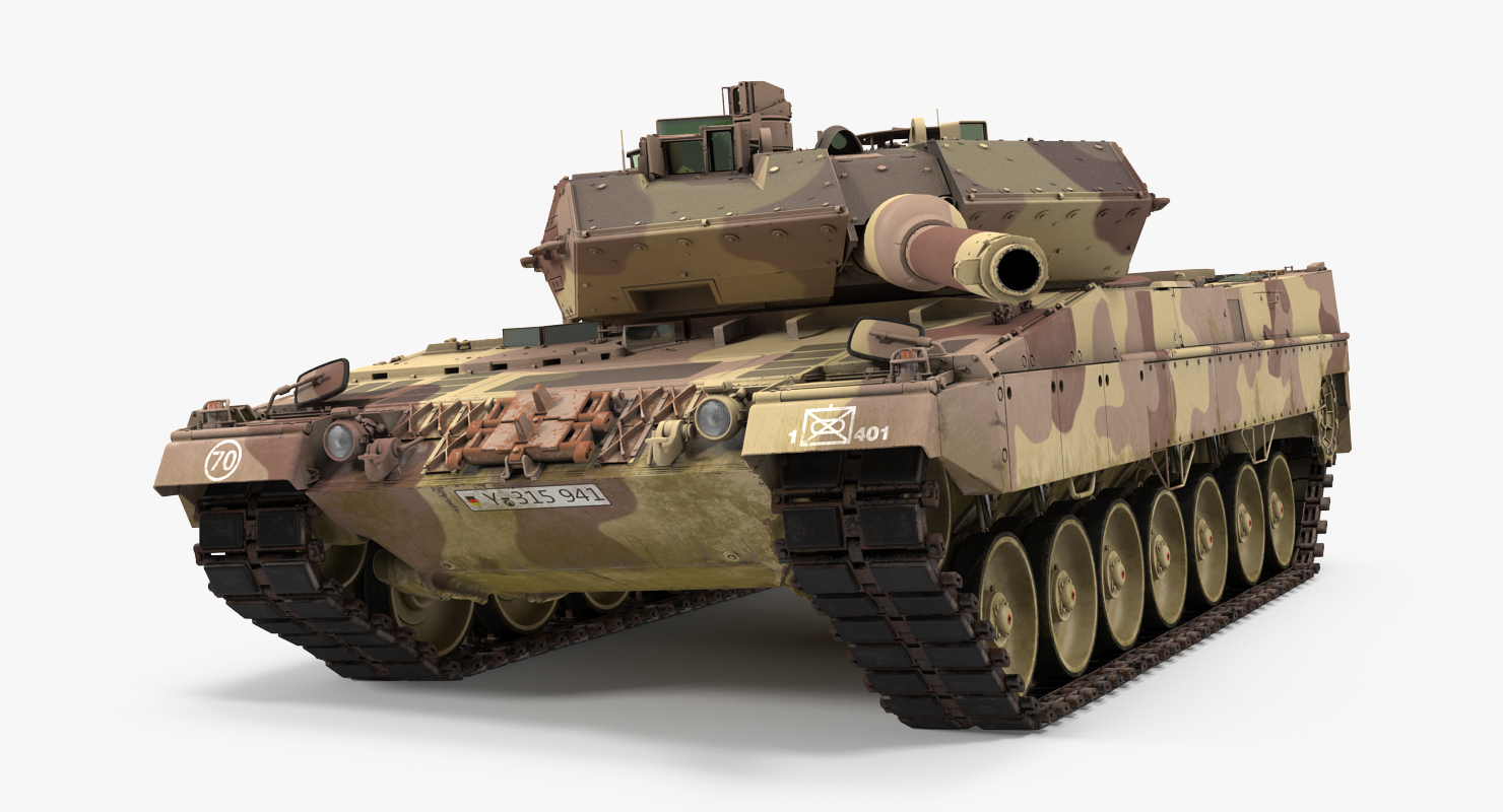 German Battle Tank Leopard 2A5 Desert Rigged 3D model