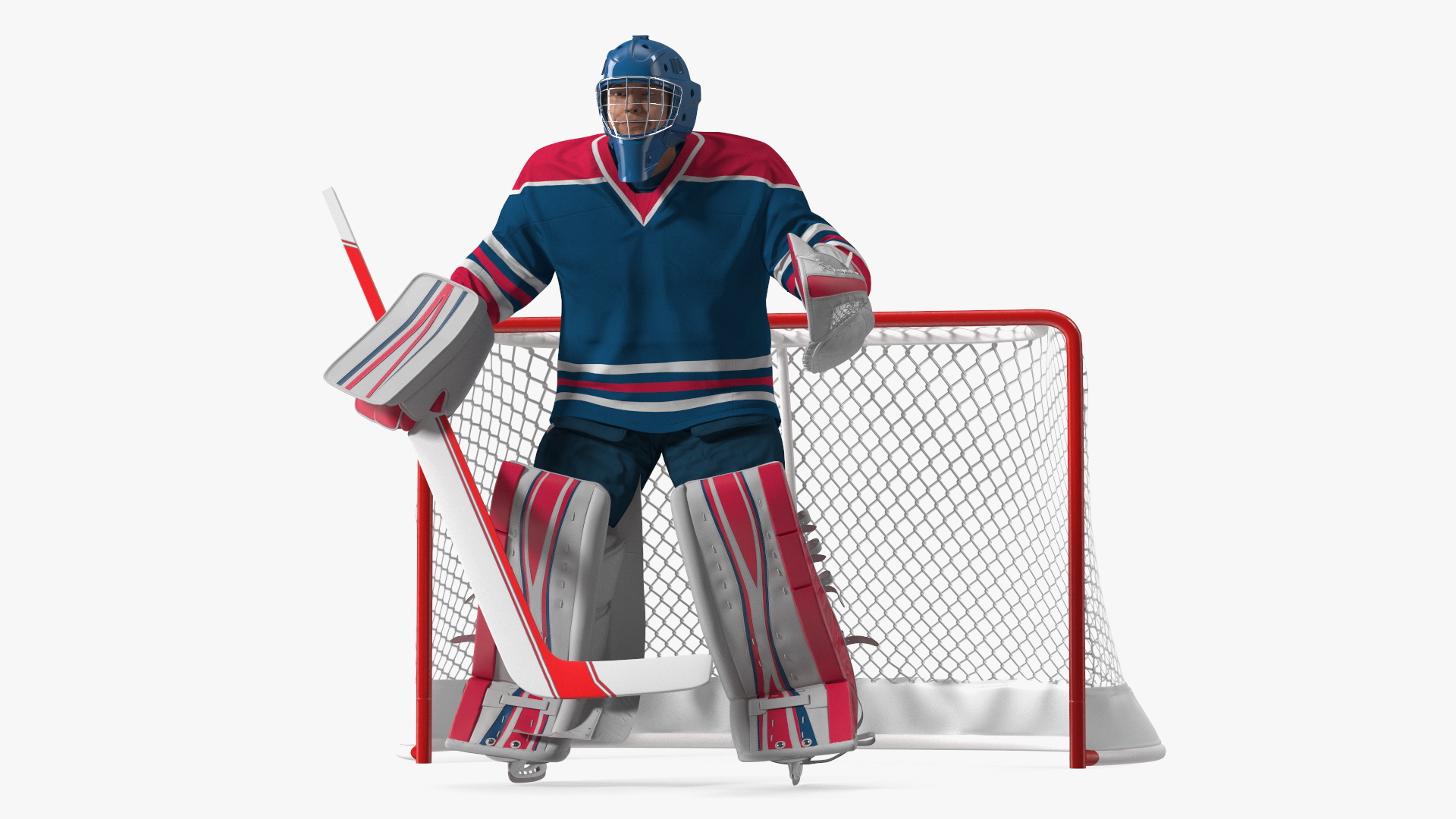 Goalie and Hockey Goal 3D