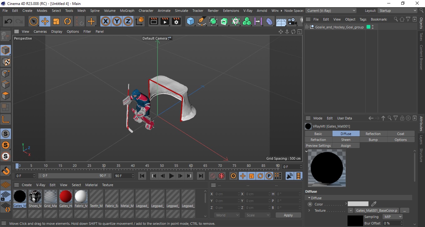 Goalie and Hockey Goal 3D