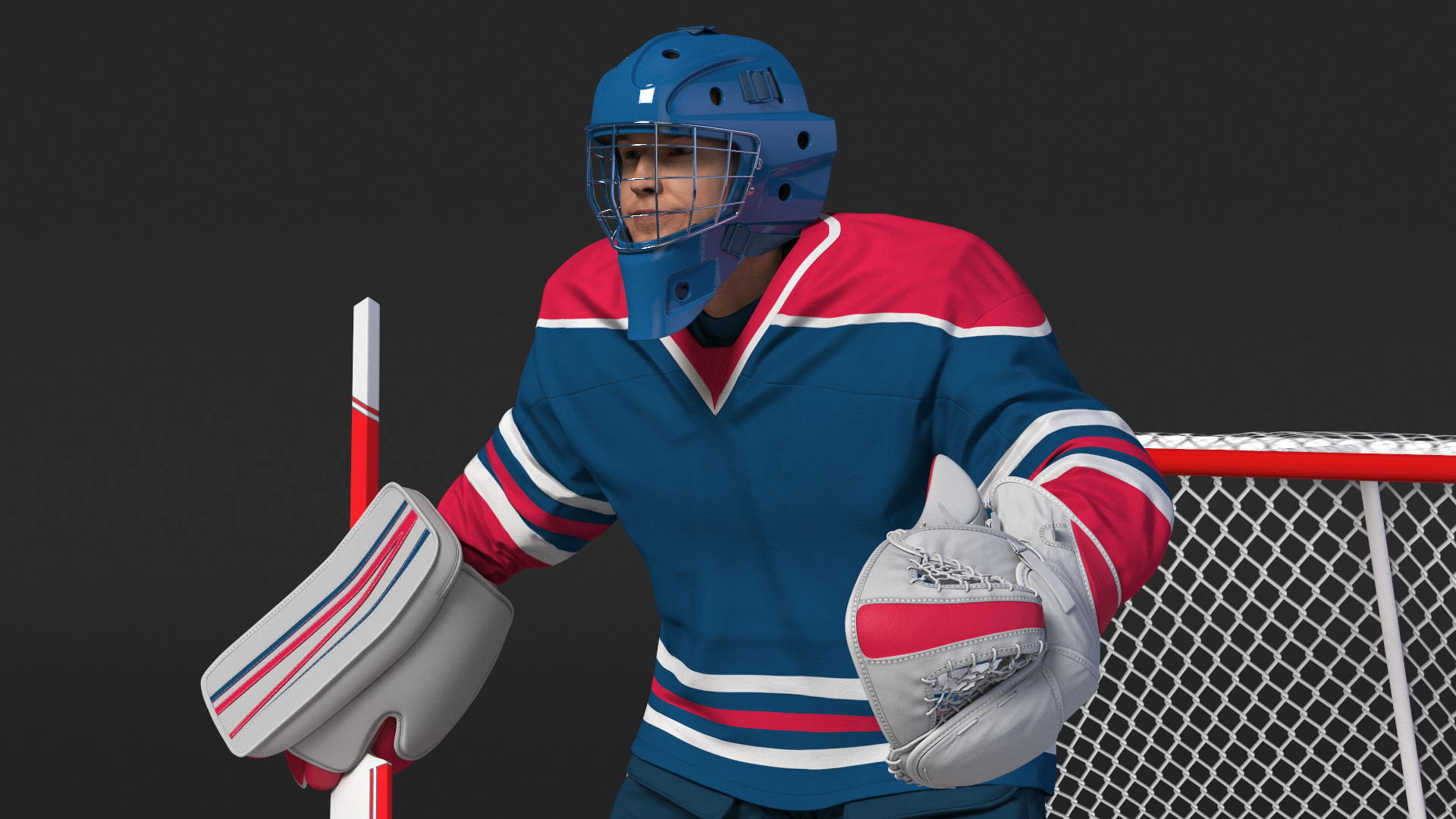 Goalie and Hockey Goal 3D