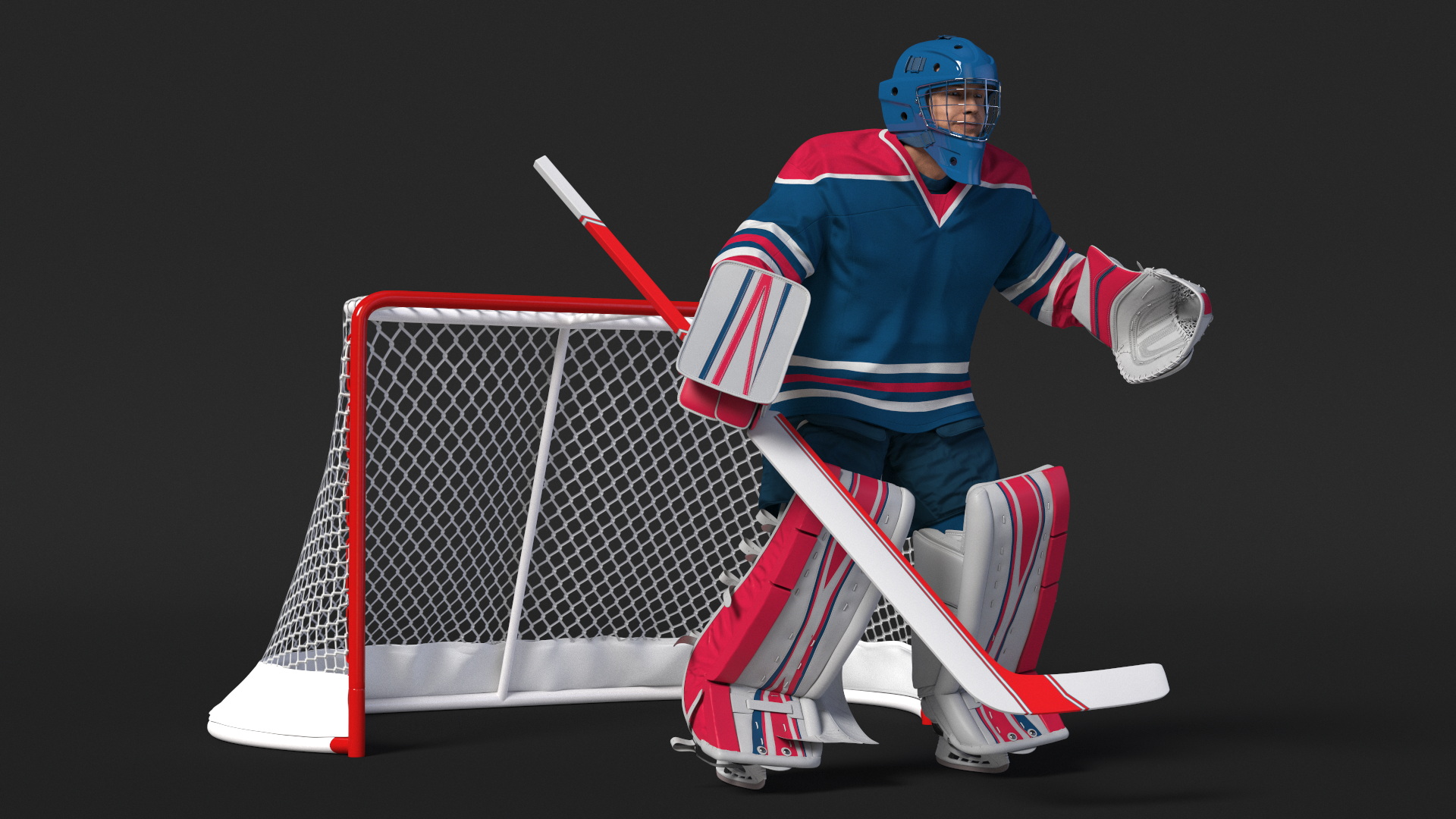 Goalie and Hockey Goal 3D