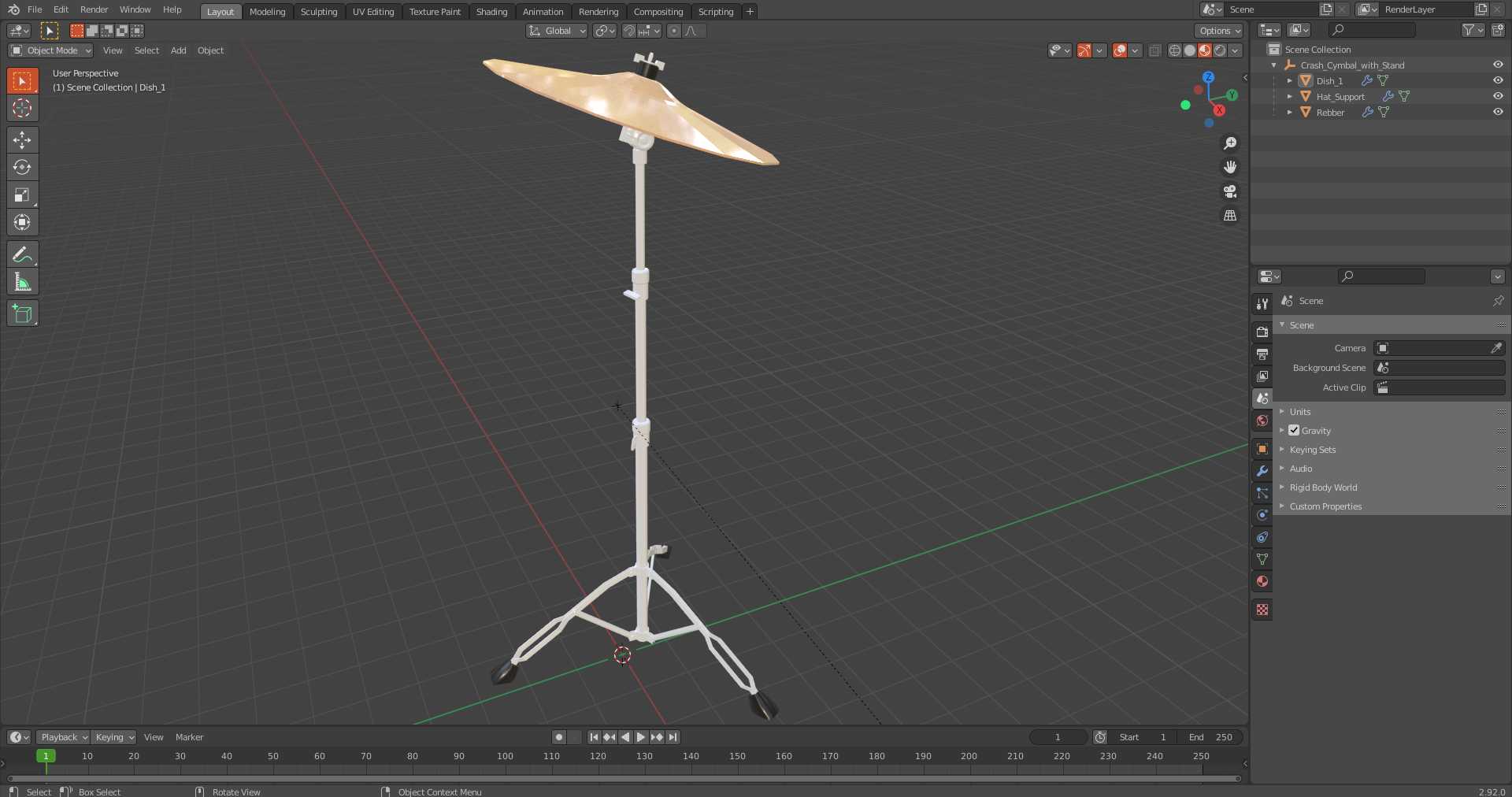 3D Crash Cymbal with Stand model