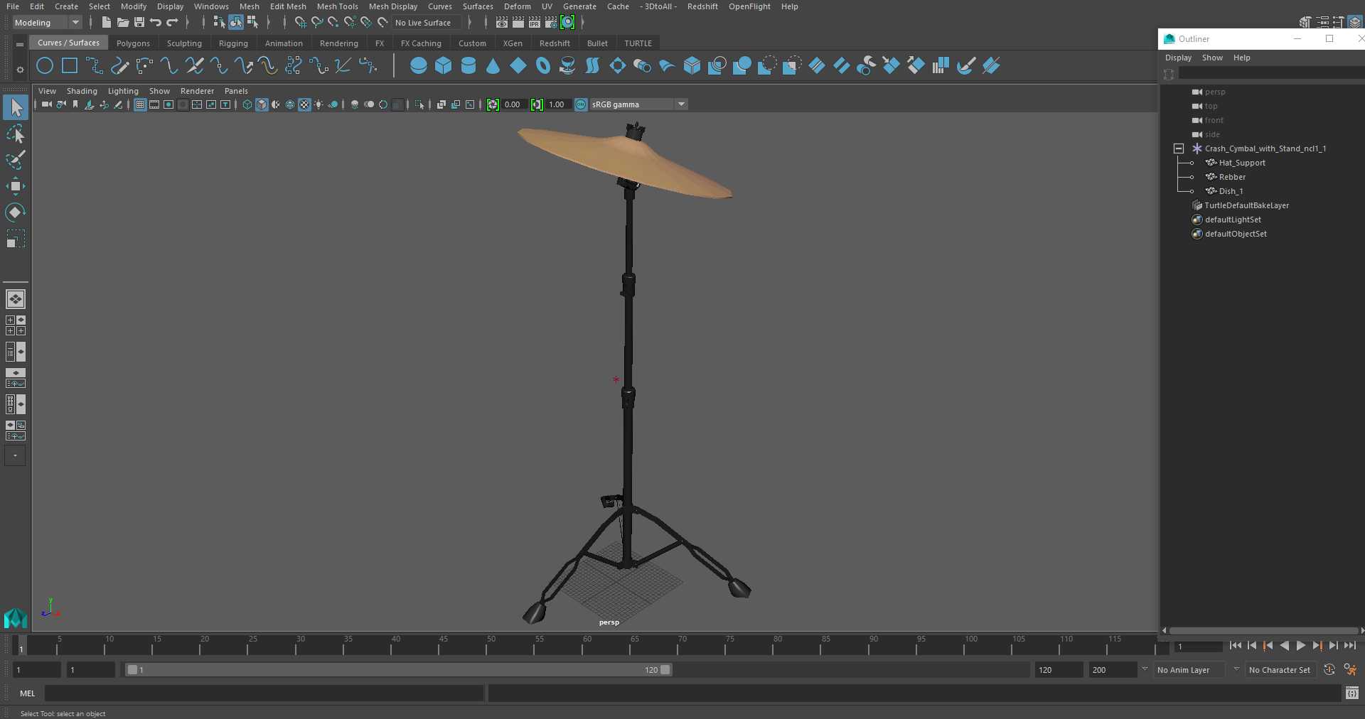 3D Crash Cymbal with Stand model