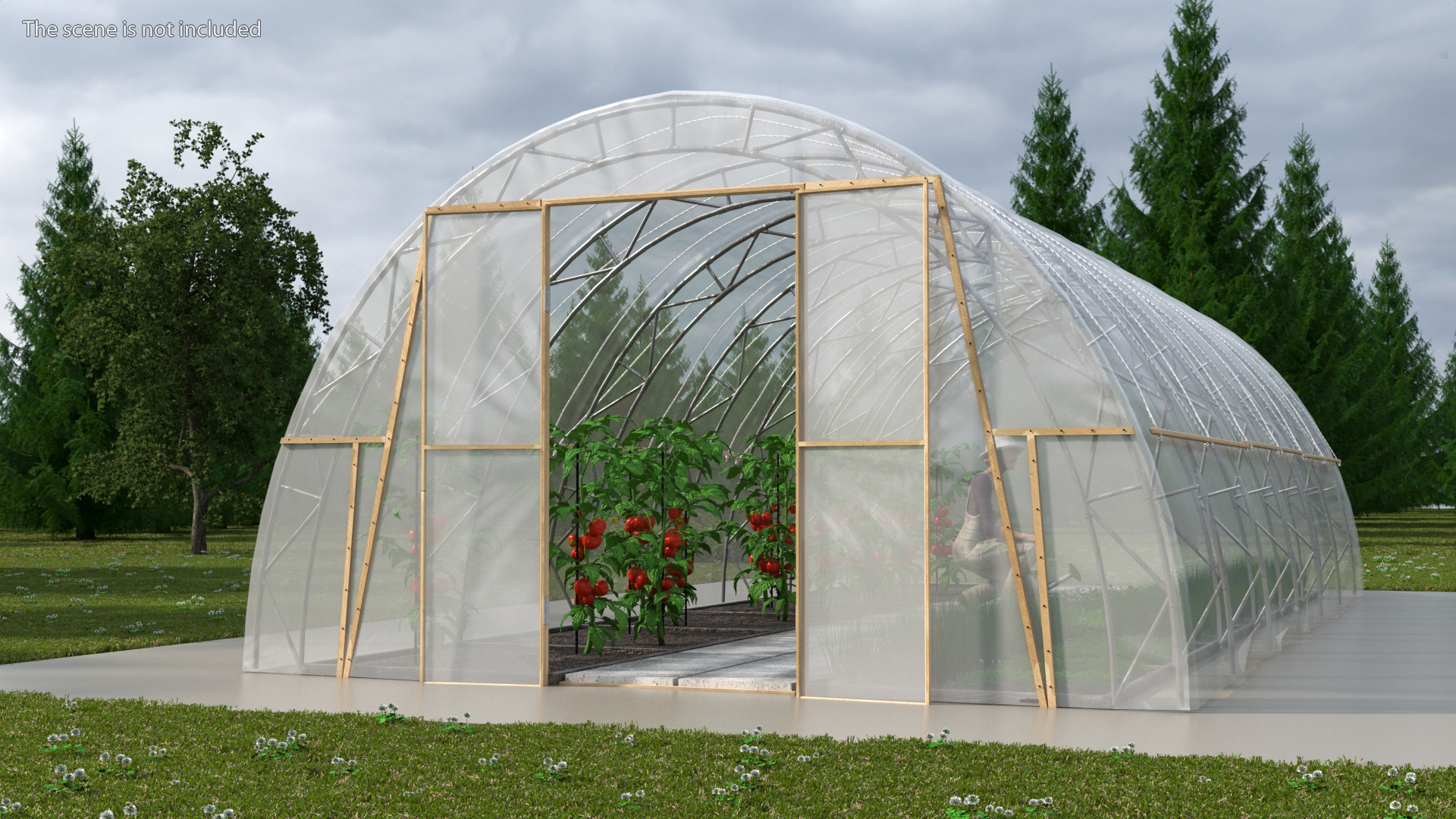 3D model Vegetables Greenhouse Tent with Gardener