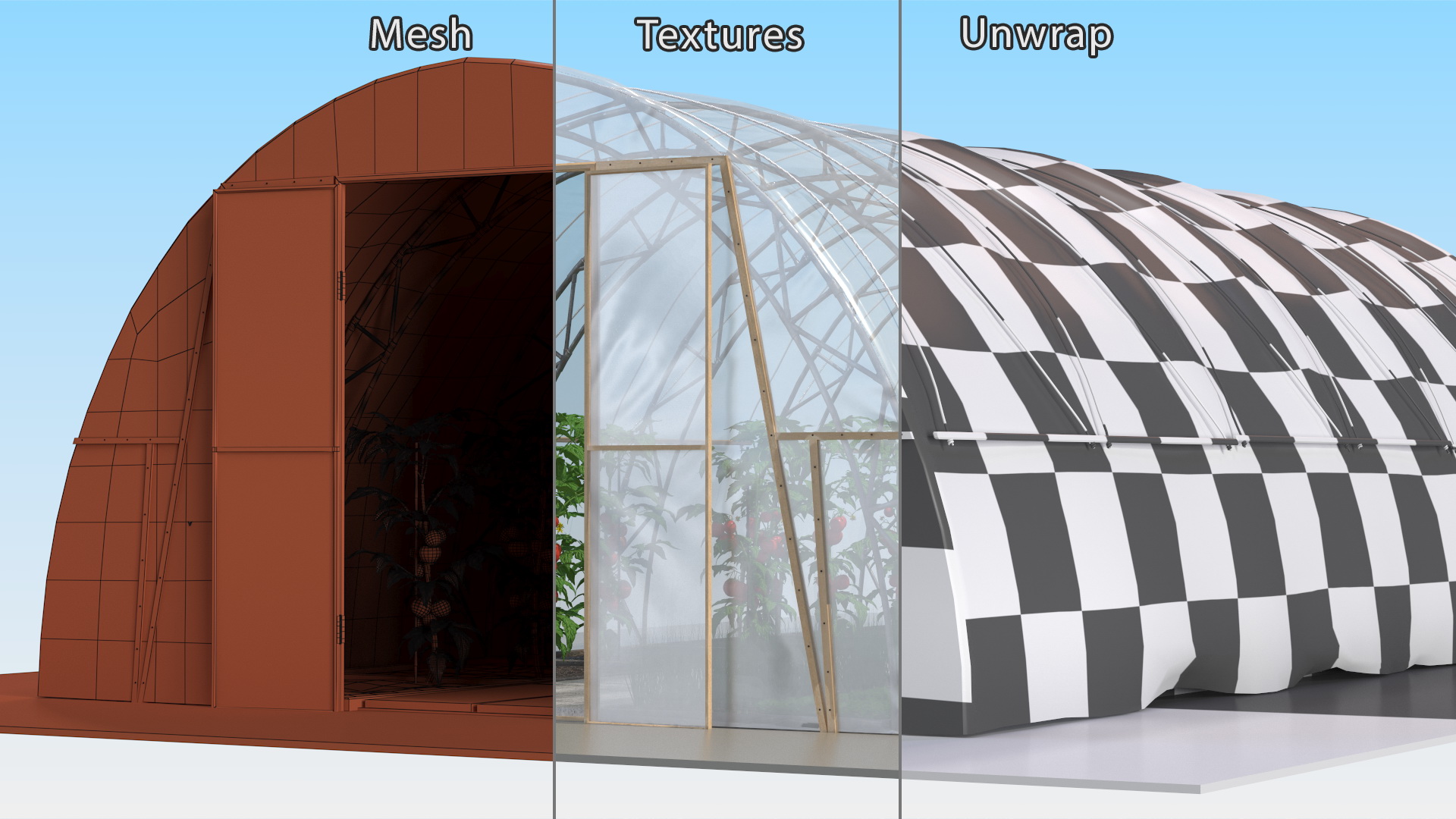 3D model Vegetables Greenhouse Tent with Gardener