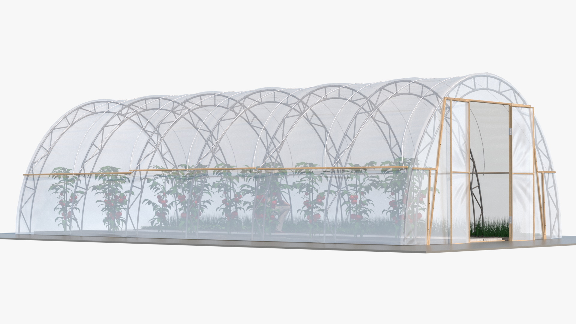 3D model Vegetables Greenhouse Tent with Gardener