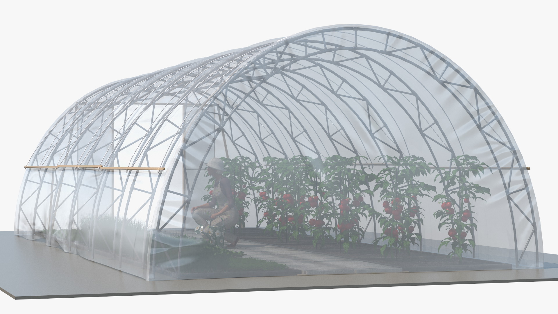 3D model Vegetables Greenhouse Tent with Gardener