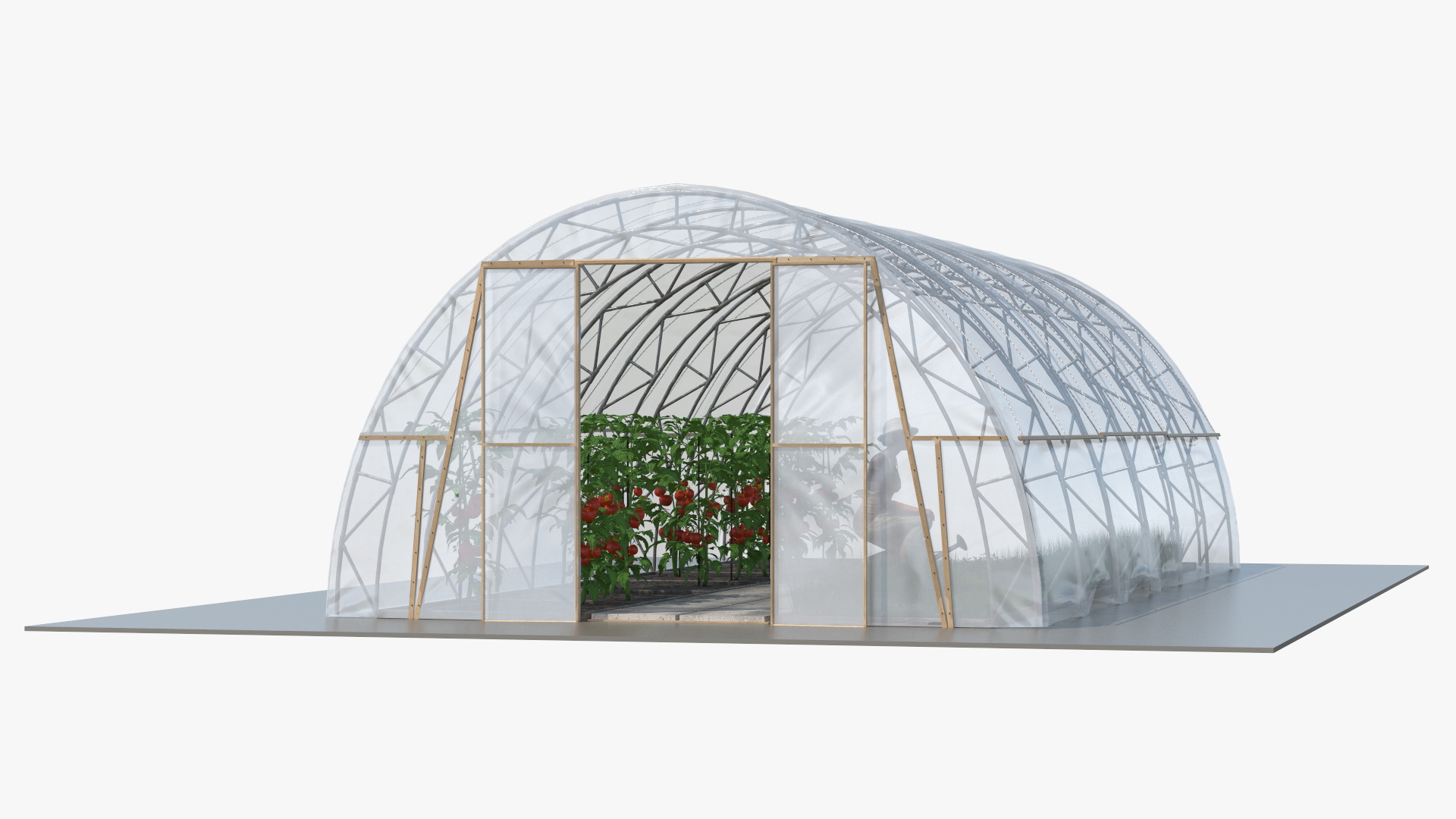 3D model Vegetables Greenhouse Tent with Gardener