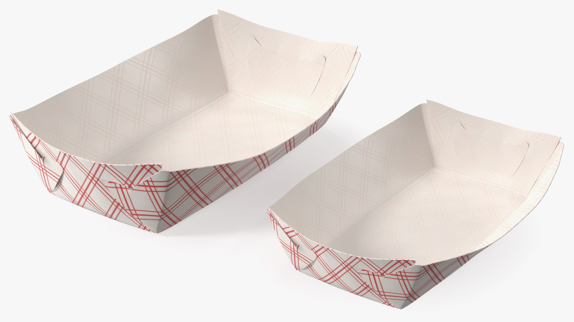 3D Paper Food Boat Tray Red Checker Set