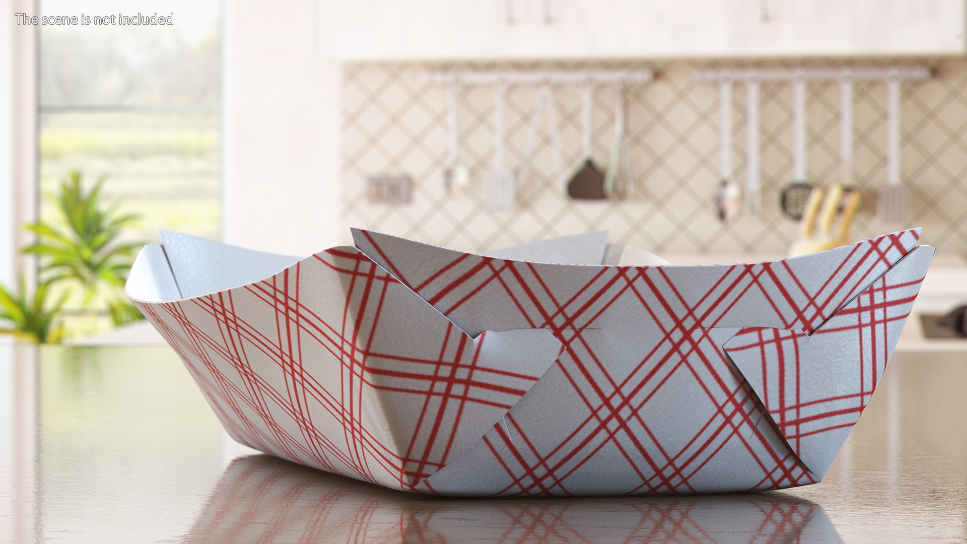 3D Paper Food Boat Tray Red Checker Set