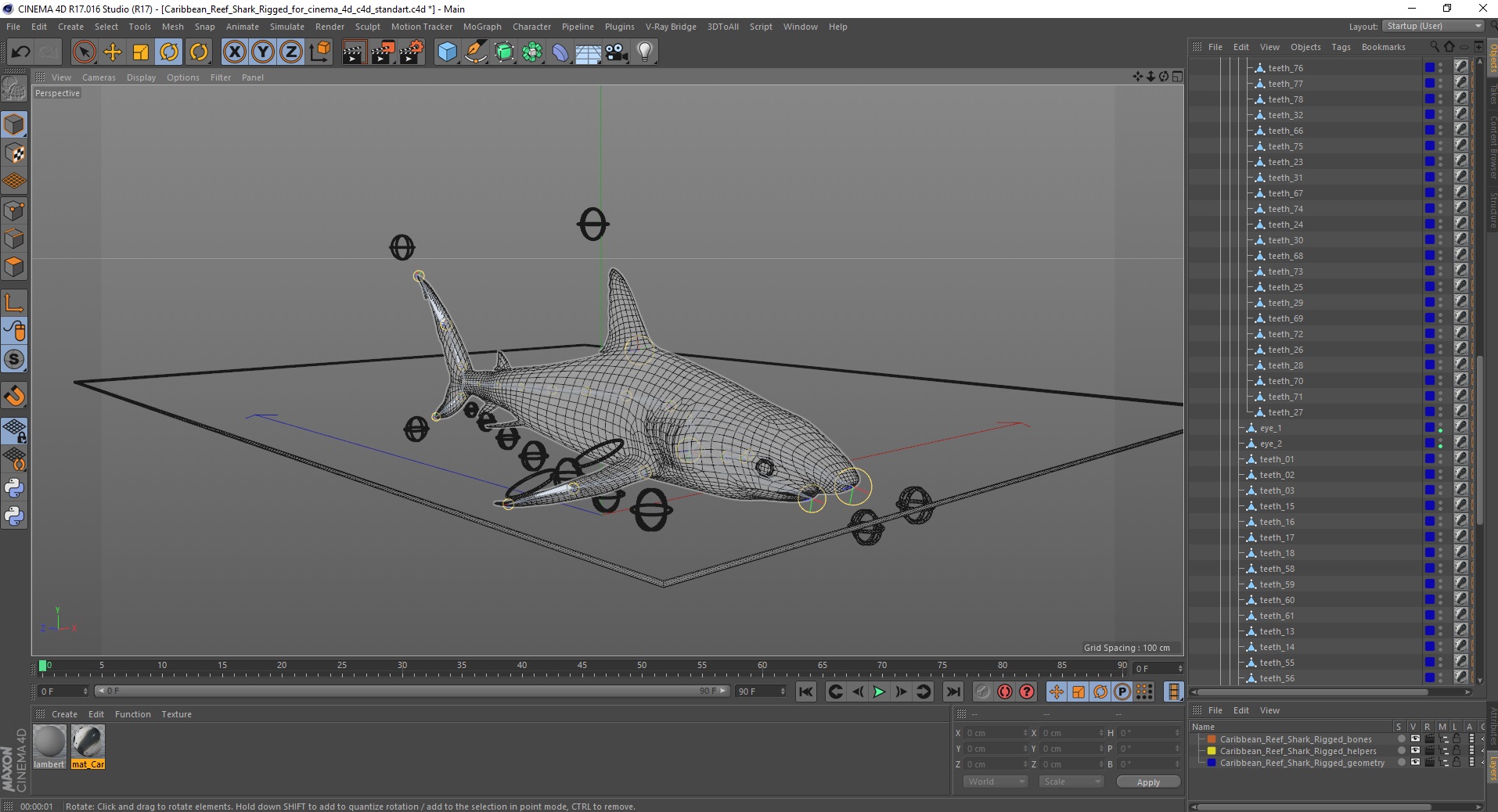 3D Caribbean Reef Shark Rigged for Cinema 4D