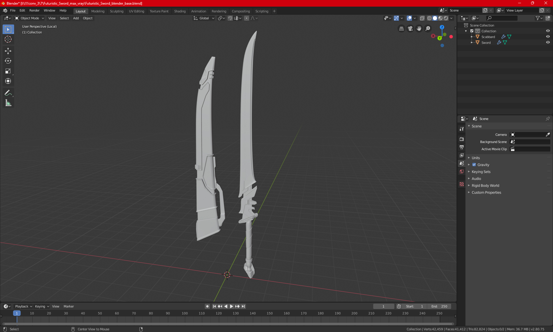 3D model Red Futuristic Sword