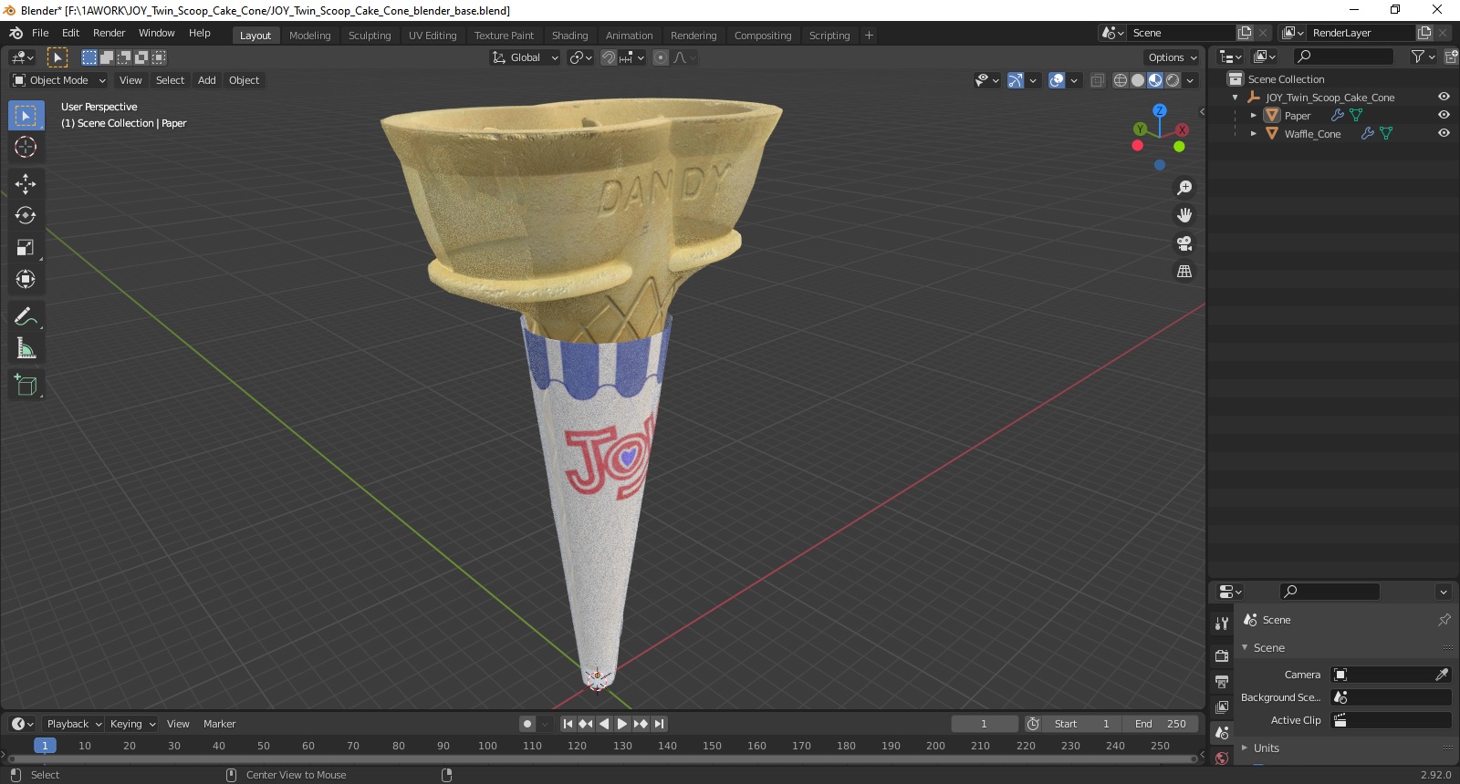 JOY Twin Scoop Cake Cone 3D model