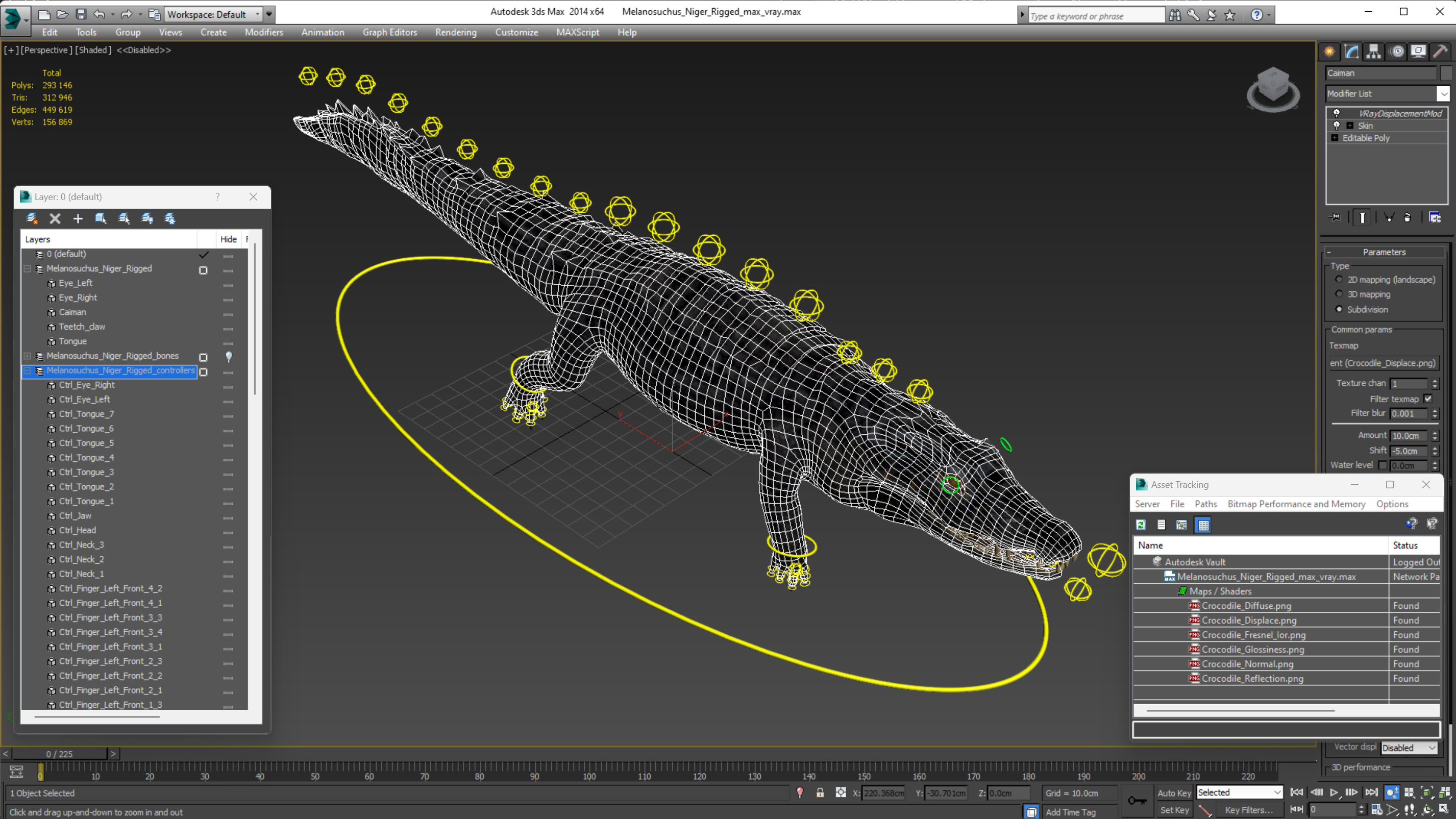 3D model Melanosuchus Niger Rigged