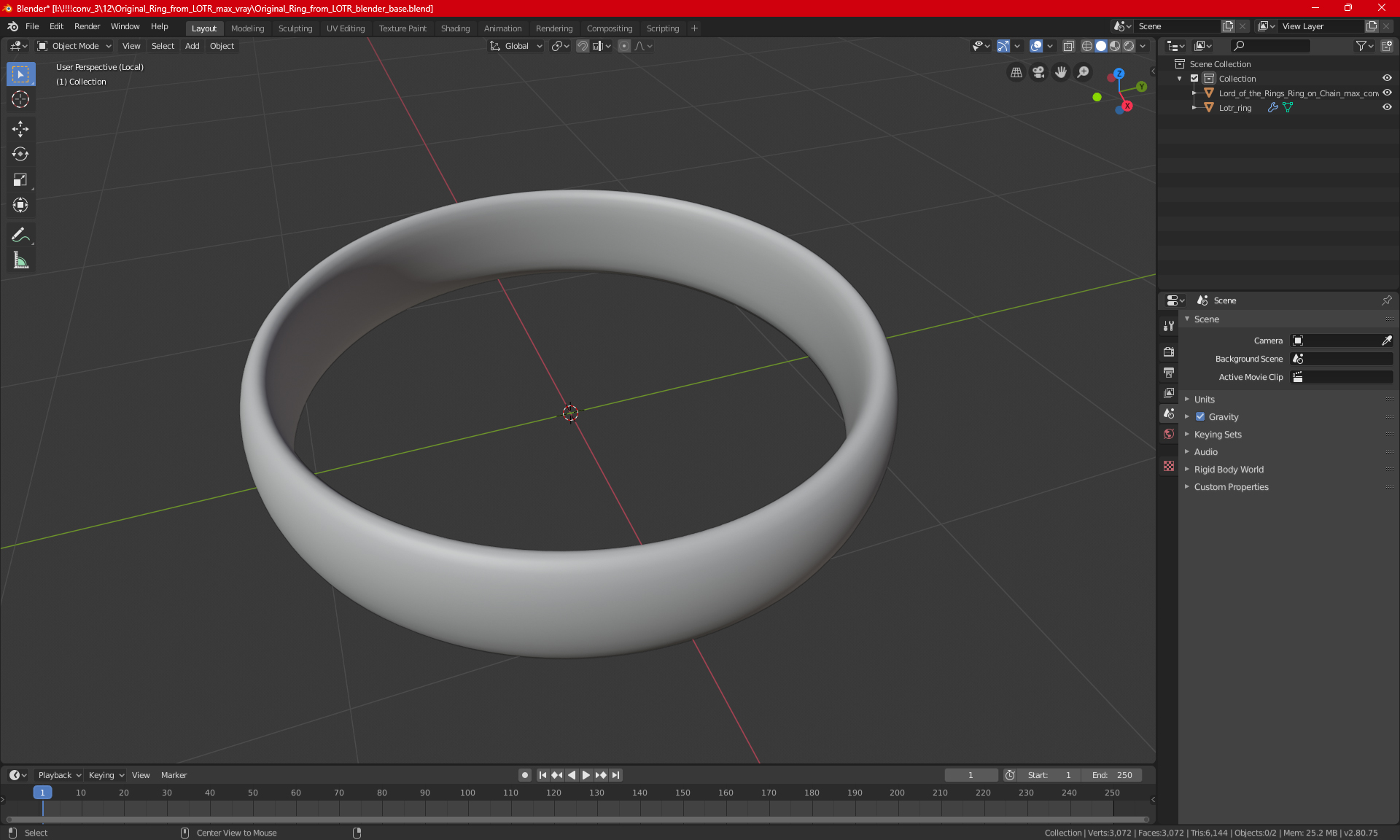 3D Original Ring from LOTR model