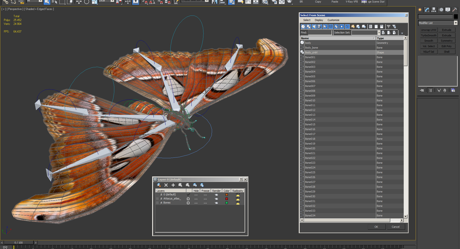 Atlas Moth Rigged 3D