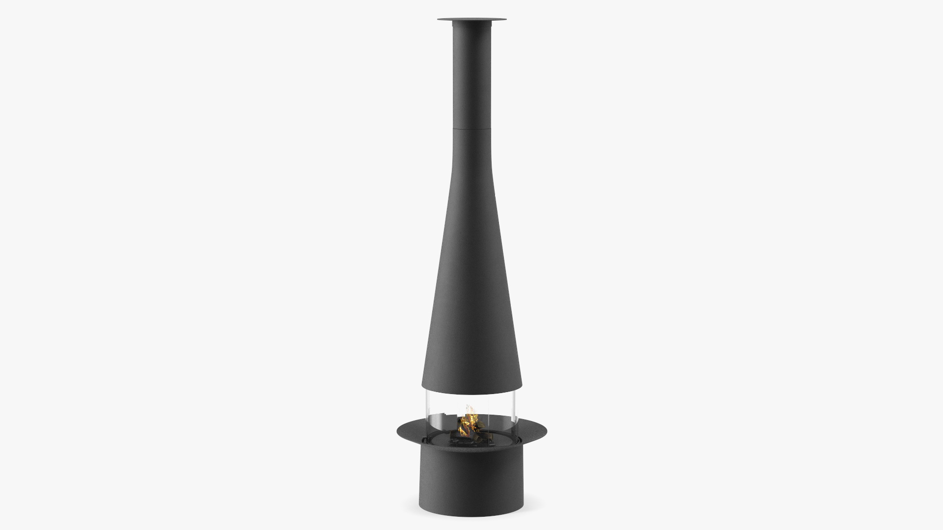 Central Fireplace Focus Creation Filiofocus 1600 Black 3D model