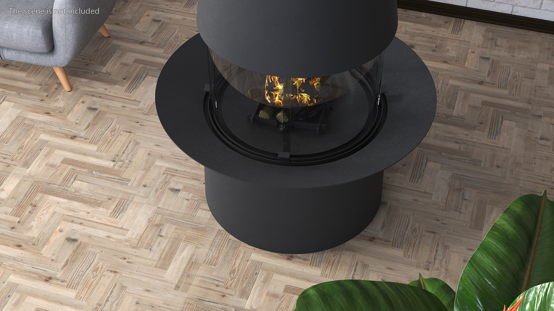 Central Fireplace Focus Creation Filiofocus 1600 Black 3D model