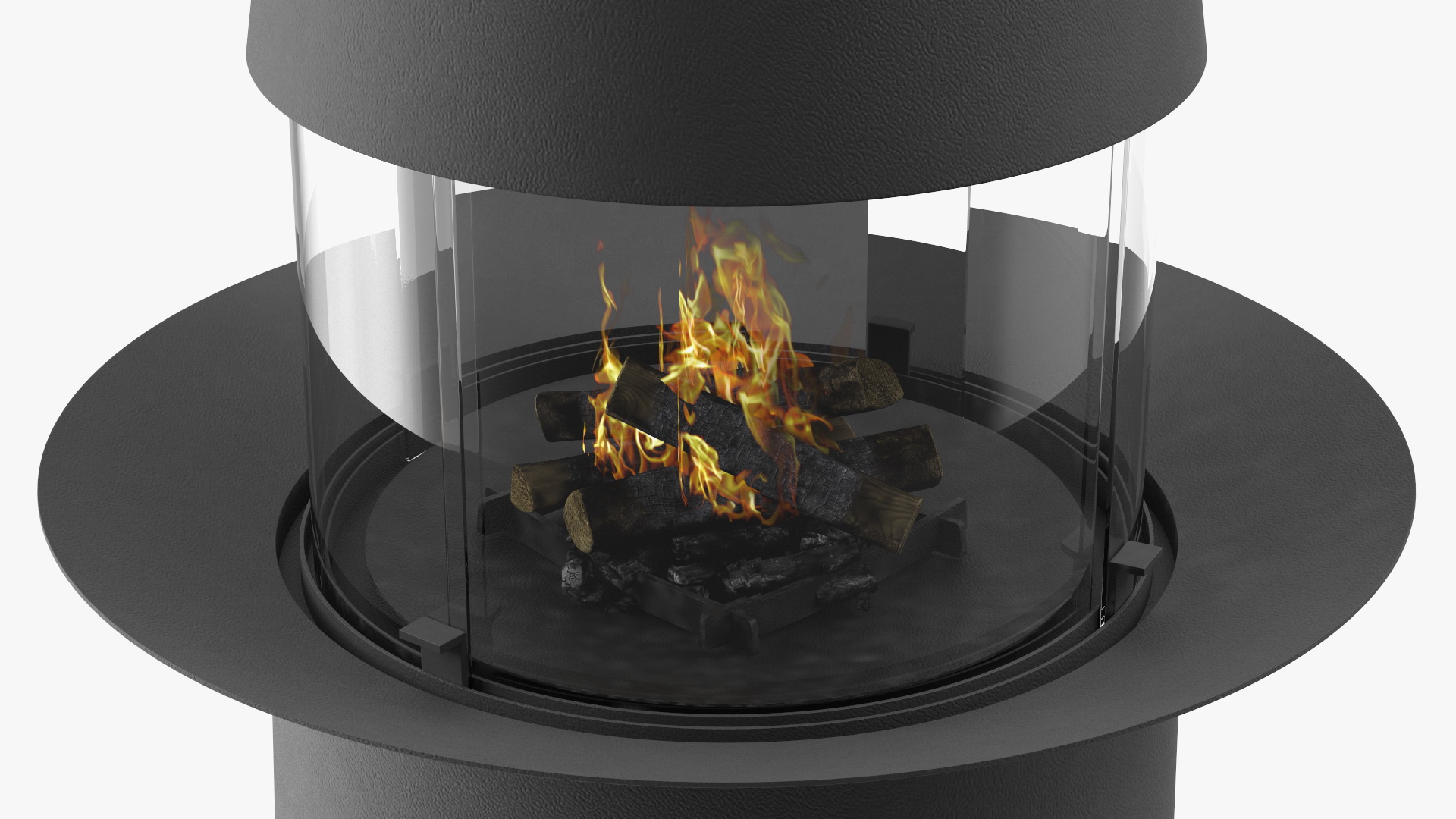 Central Fireplace Focus Creation Filiofocus 1600 Black 3D model