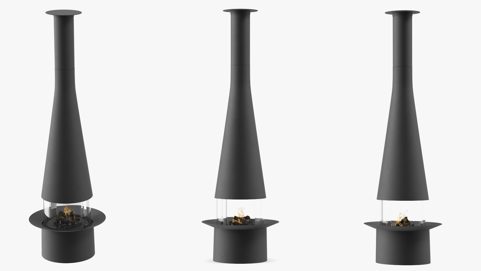 Central Fireplace Focus Creation Filiofocus 1600 Black 3D model