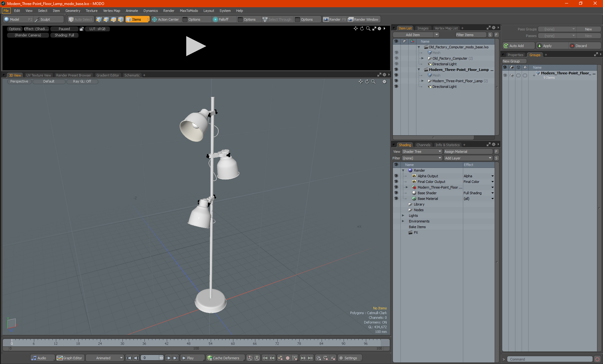 Modern Three-Point Floor Lamp 3D model