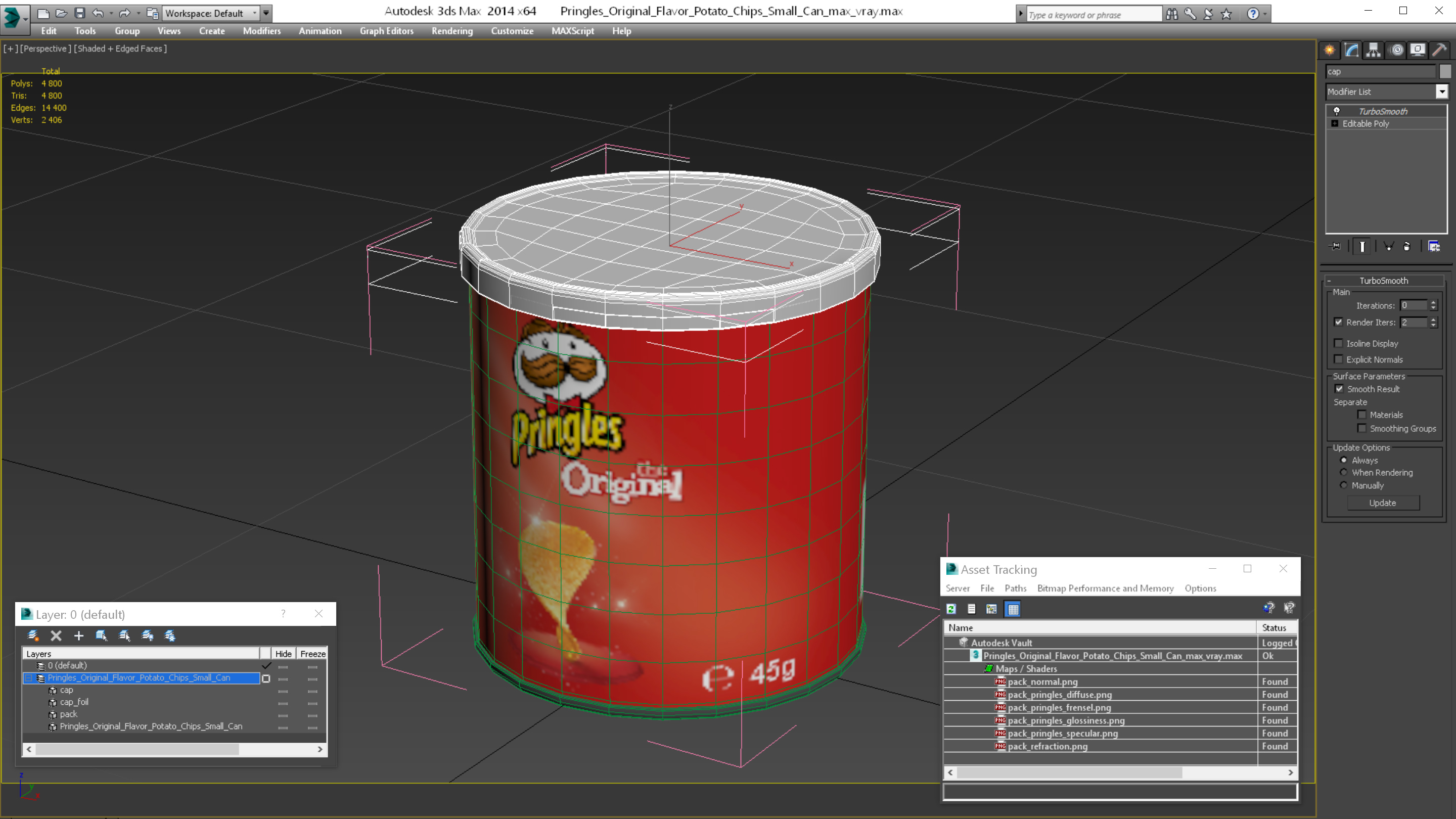 Pringles Original Flavor Potato Chips Small Can 3D