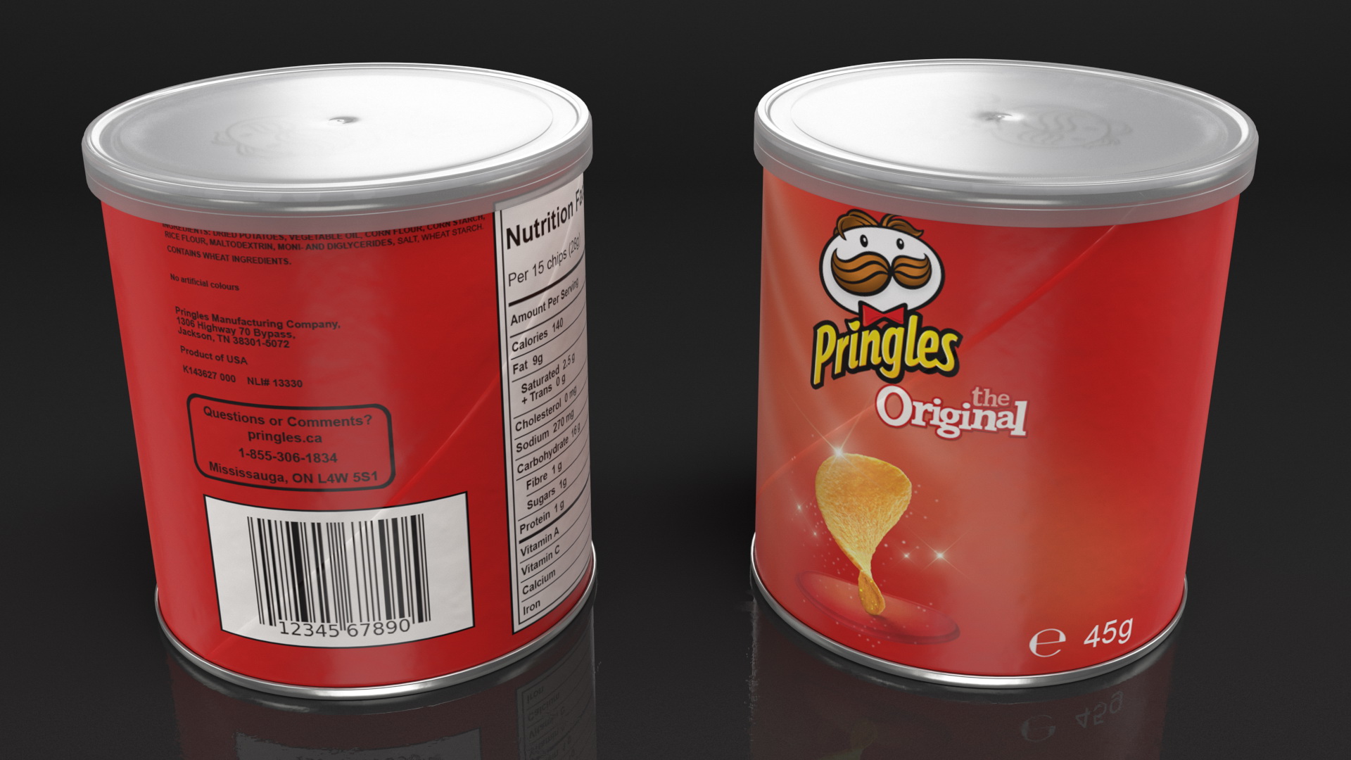 Pringles Original Flavor Potato Chips Small Can 3D