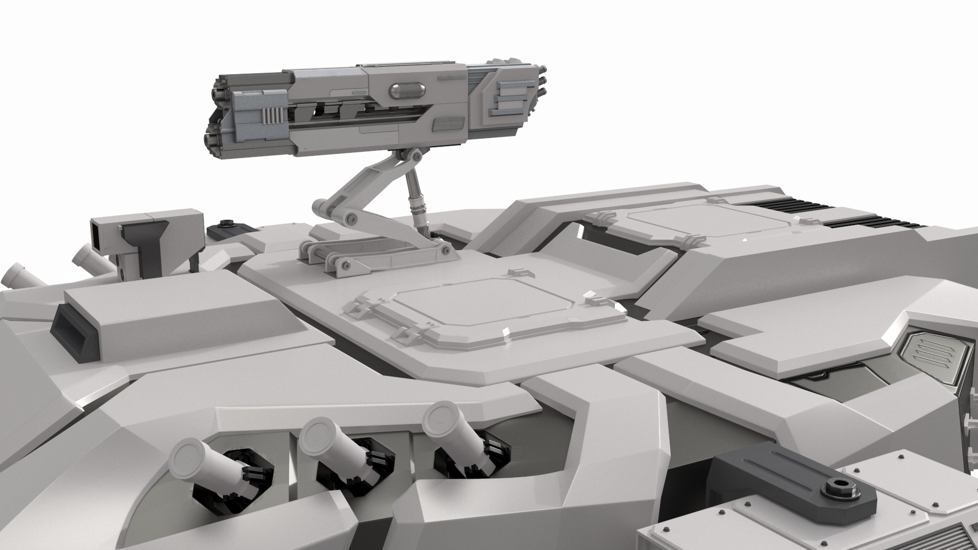 3D model Sci Fi Heavy Turret White