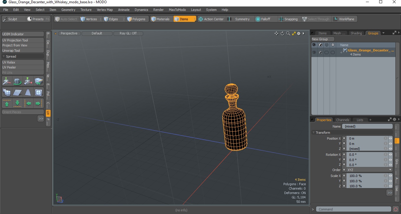 Glass Orange Decanter with Whiskey 3D model