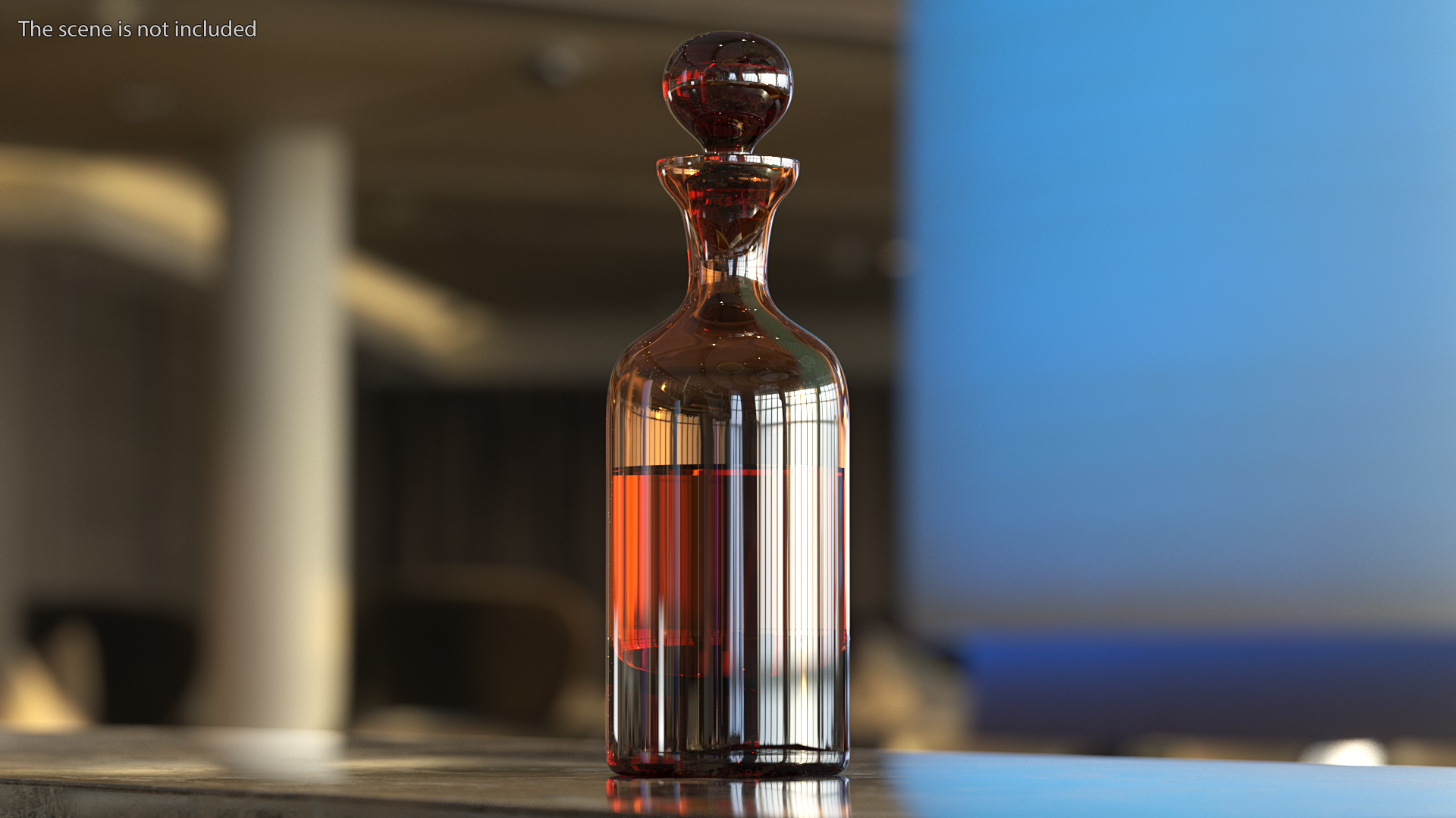 Glass Orange Decanter with Whiskey 3D model