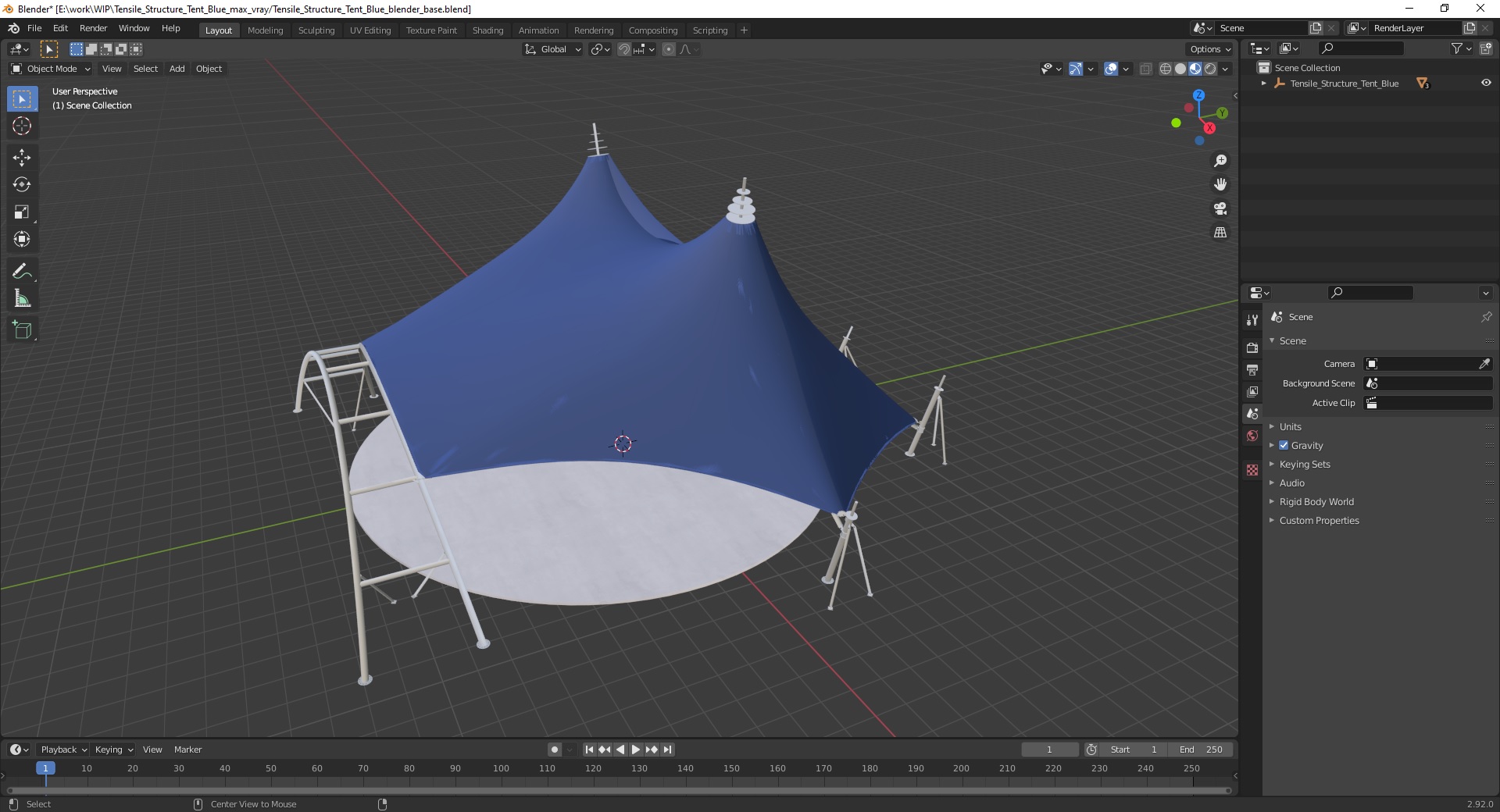 Tensile Structure Tent Blue 3D