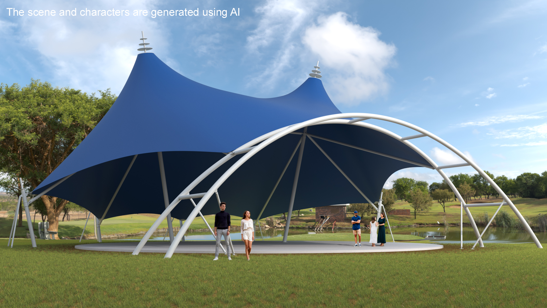 Tensile Structure Tent Blue 3D