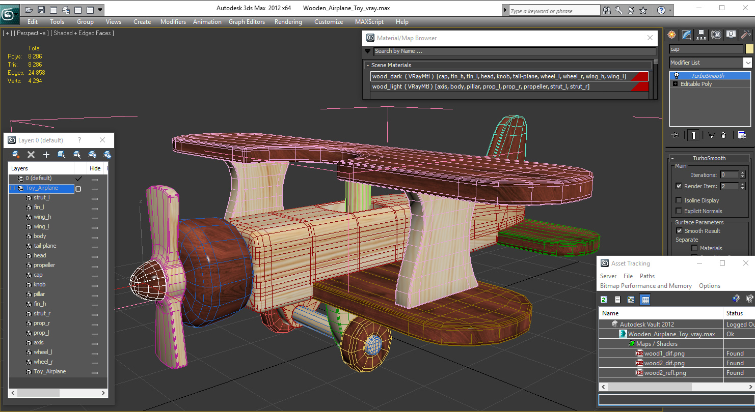 Wooden Airplane Toy 3D model