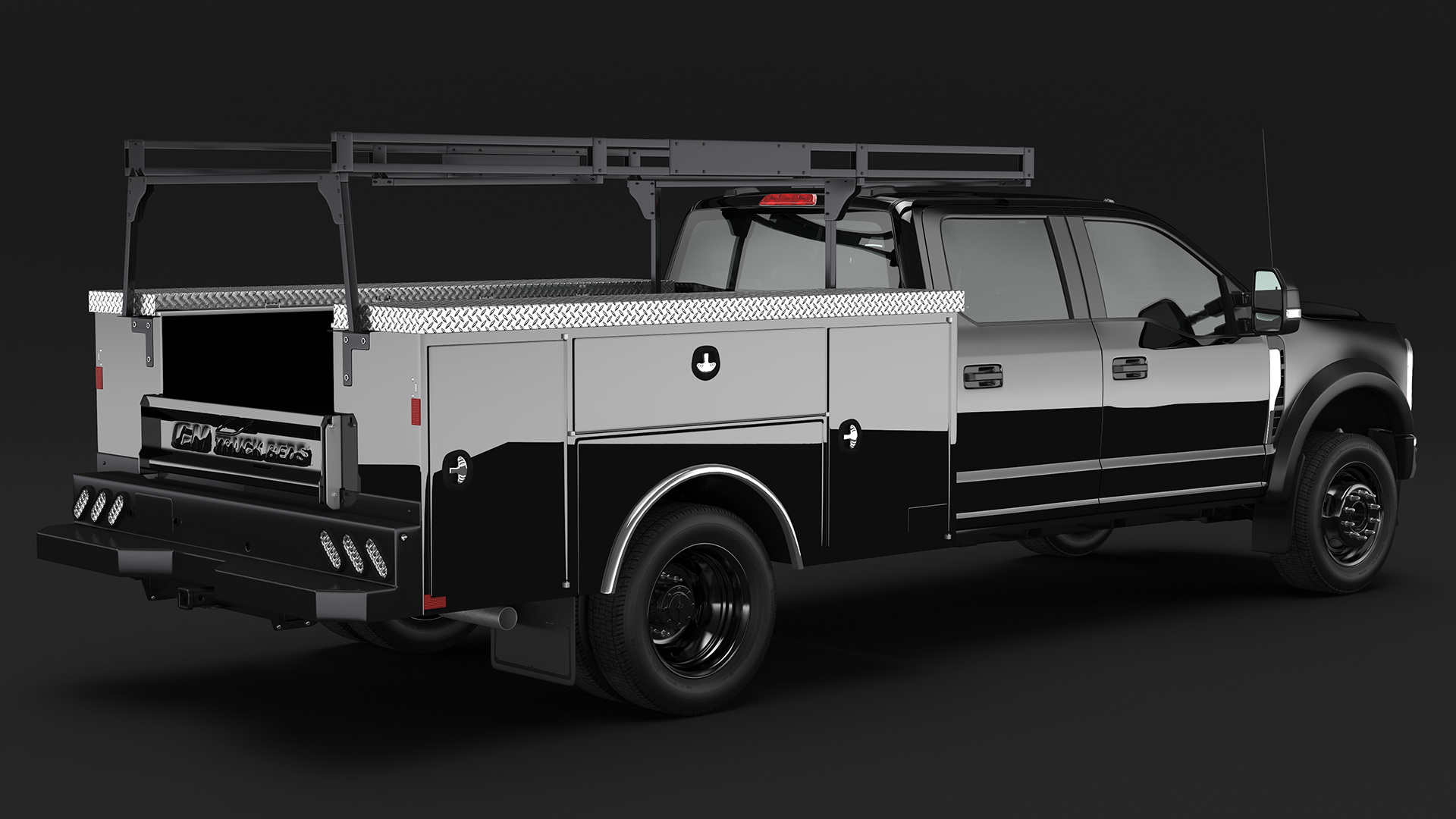 Pickup Chassis Cab Black with Service Body 3D