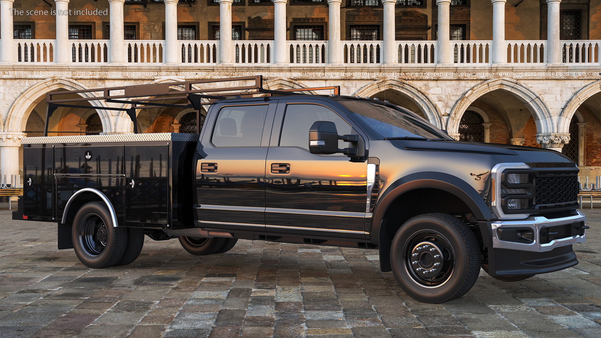 Pickup Chassis Cab Black with Service Body 3D