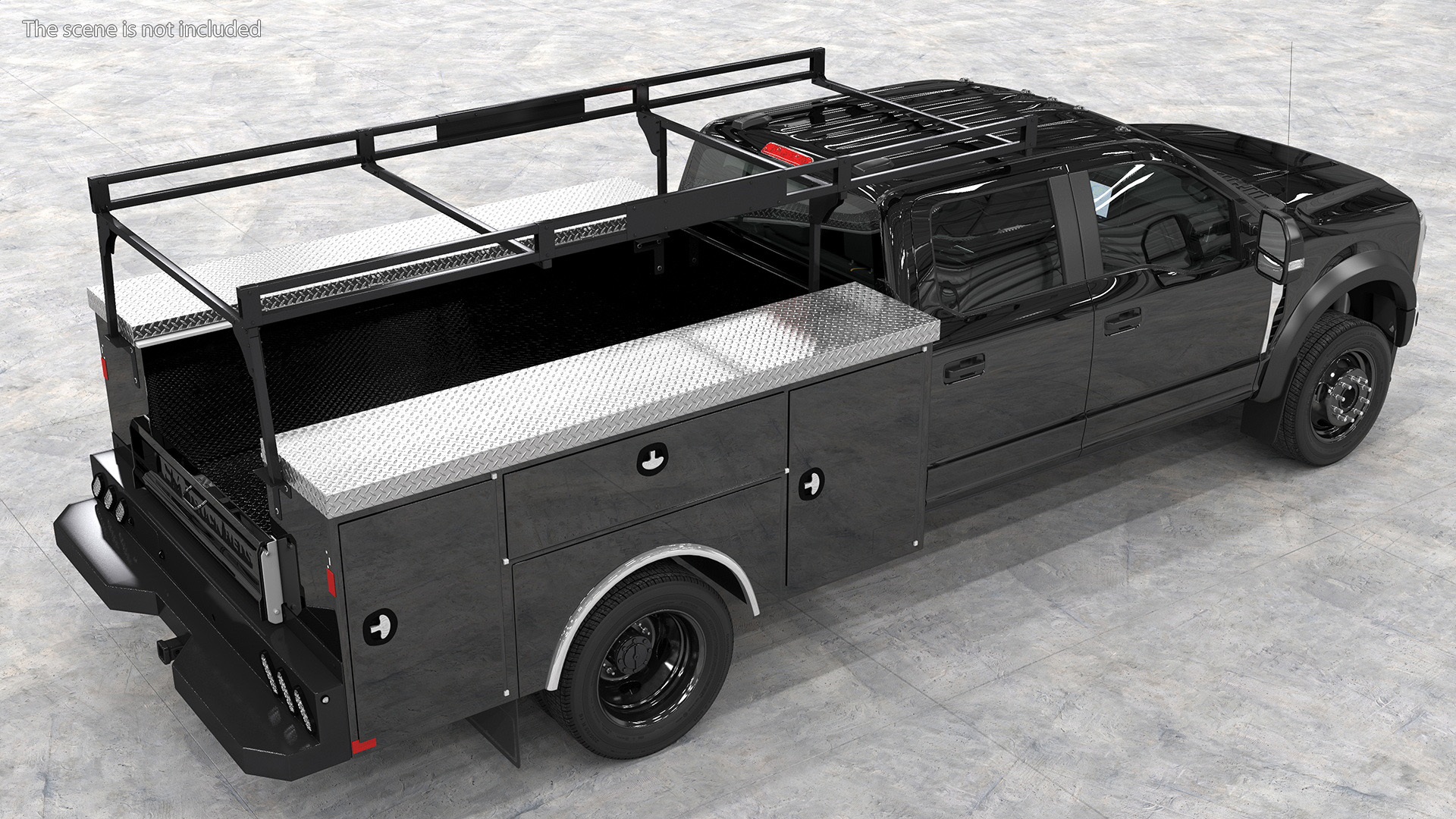 Pickup Chassis Cab Black with Service Body 3D