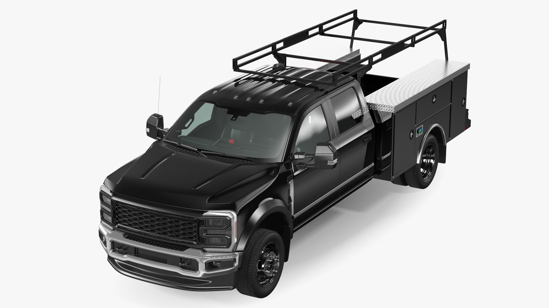 Pickup Chassis Cab Black with Service Body 3D