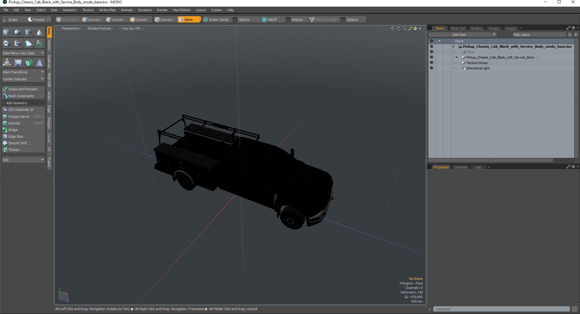 Pickup Chassis Cab Black with Service Body 3D