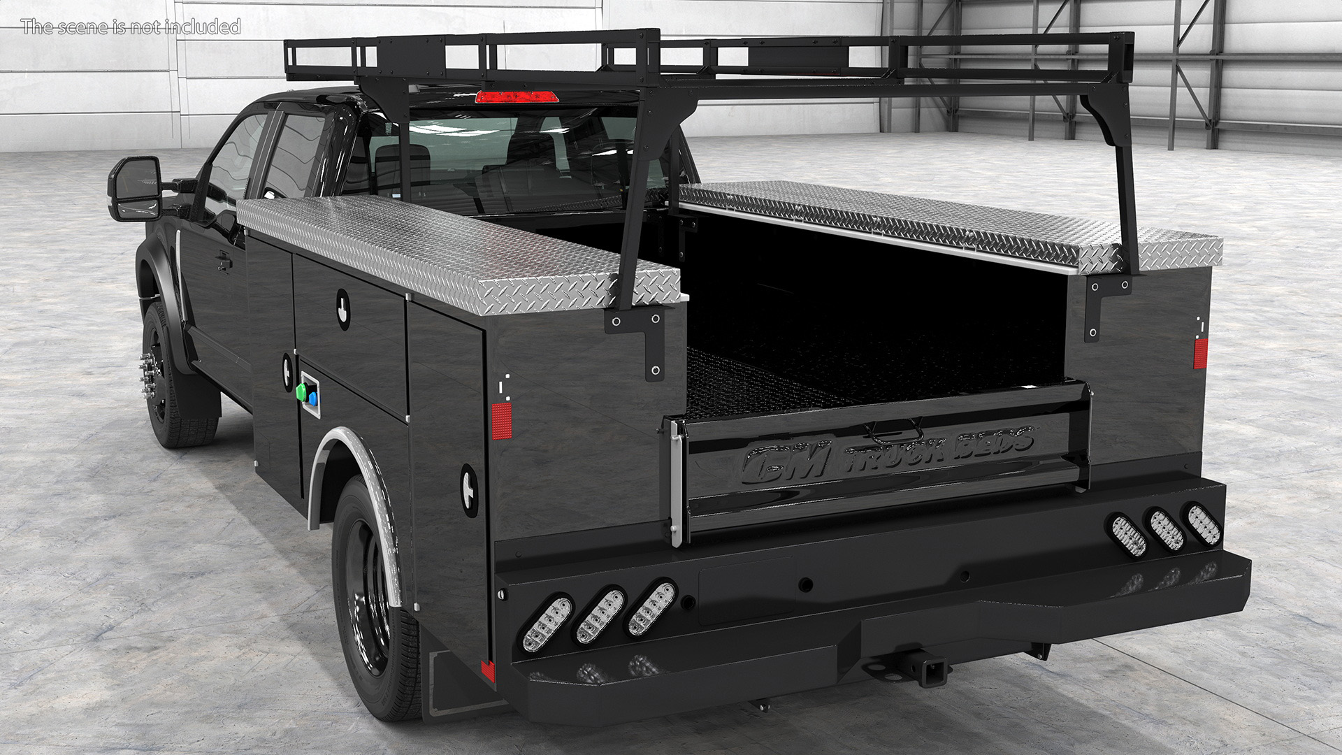 Pickup Chassis Cab Black with Service Body 3D