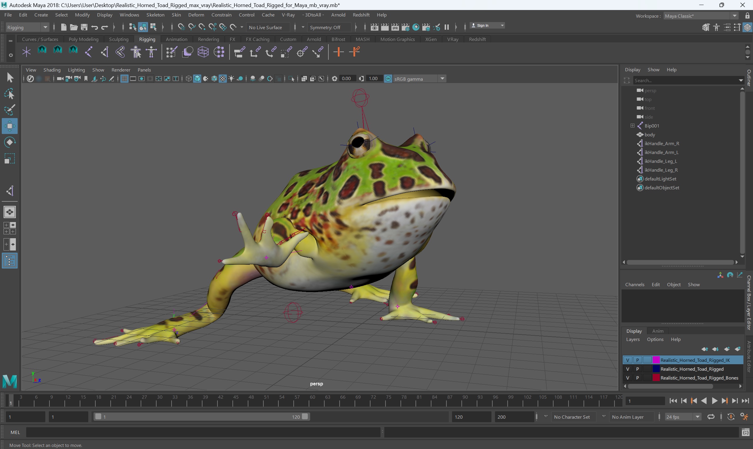 Realistic Horned Toad Rigged for Maya 3D