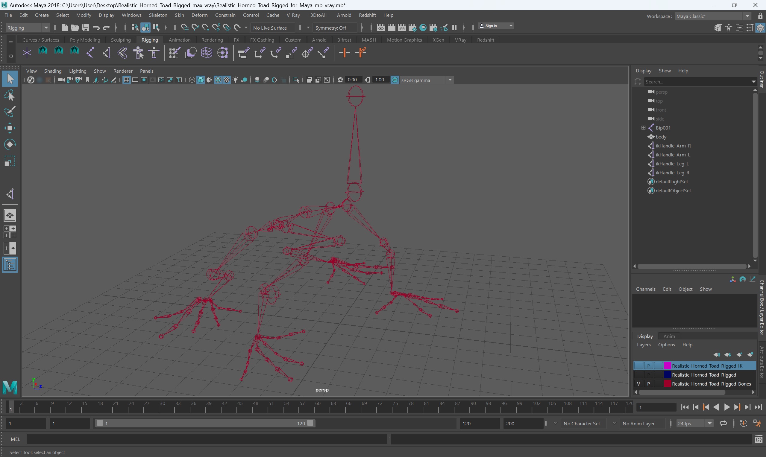 Realistic Horned Toad Rigged for Maya 3D