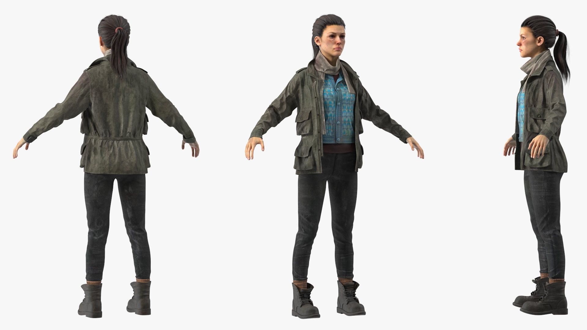 3D Homeless Woman A-Pose