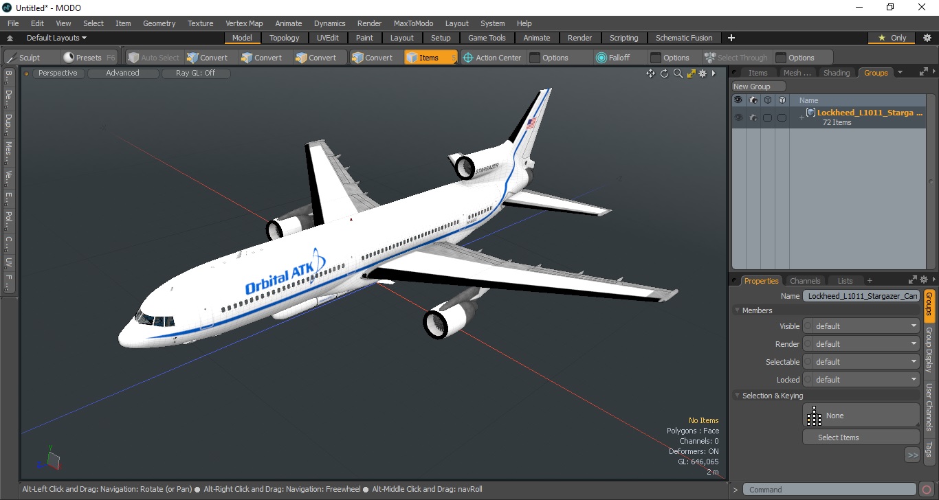 3D Lockheed L1011 Stargazer Carrying Pegasus XL Rocket