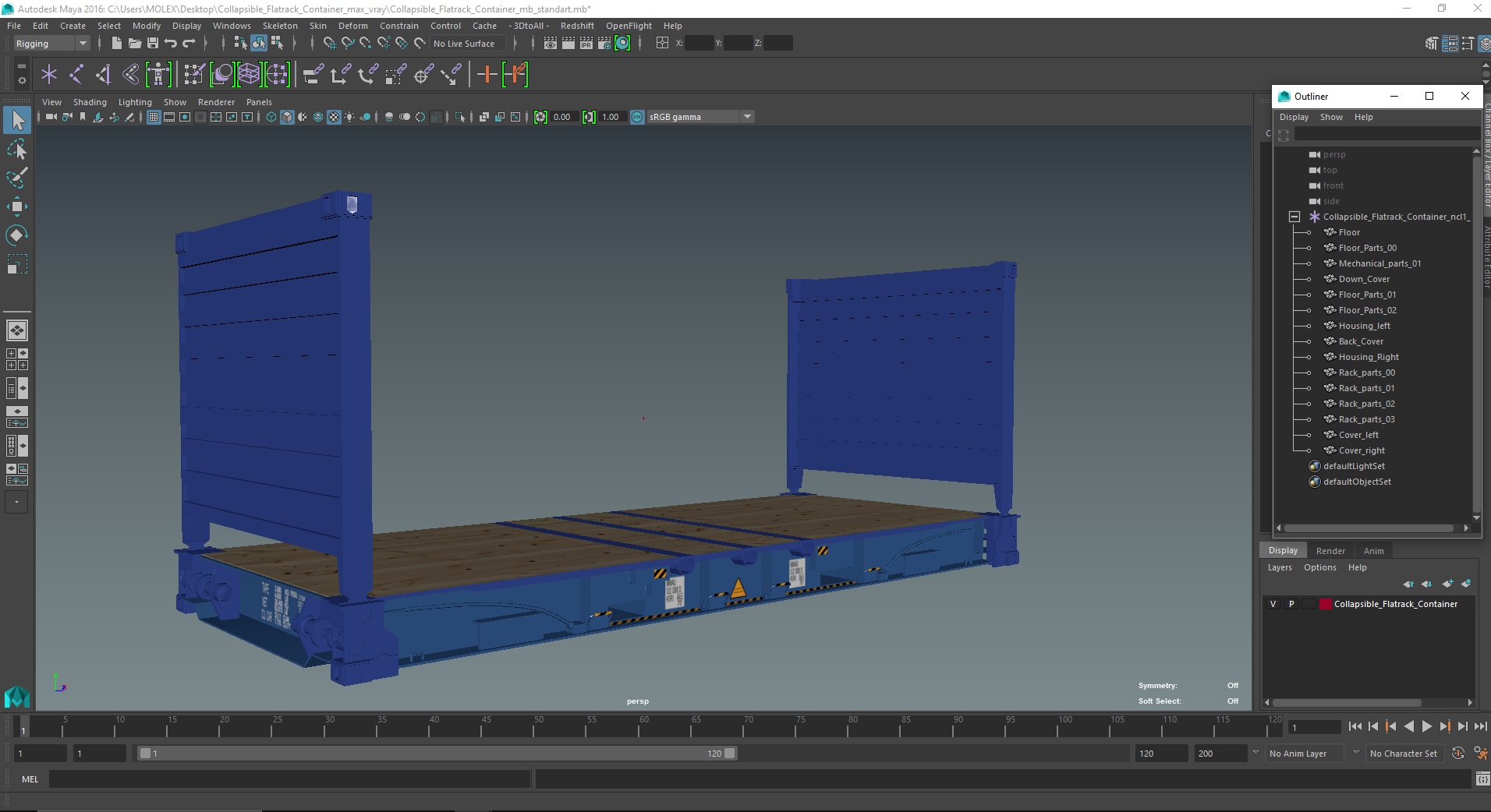 3D model Collapsible Flatrack Container