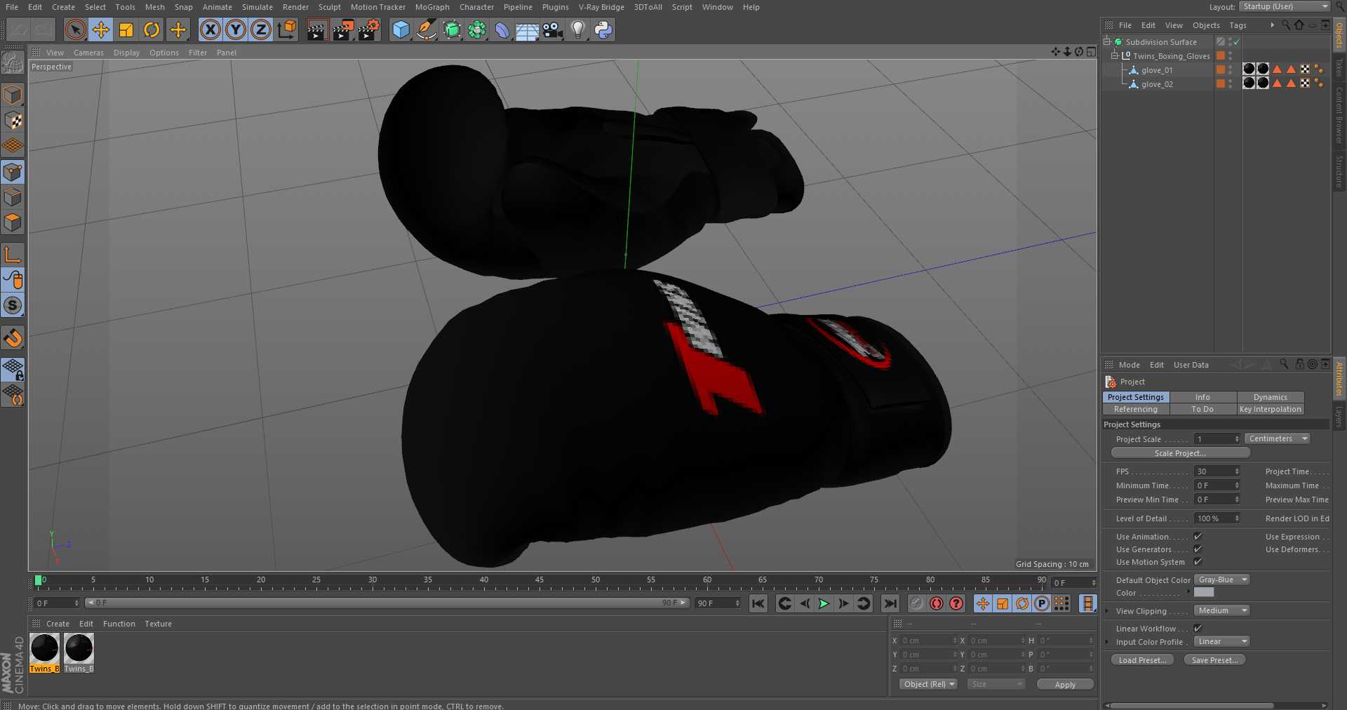 Twins Boxing Gloves 3D model