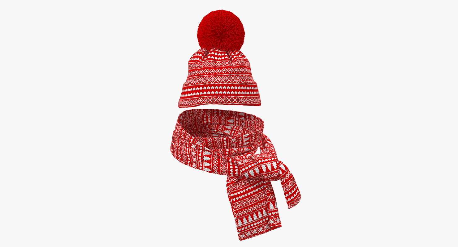 3D Christmas Hat and Scarf model