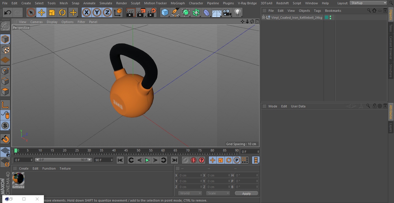 3D Vinyl Coated Iron Kettlebell 24kg model