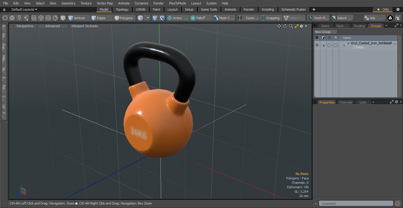 3D Vinyl Coated Iron Kettlebell 24kg model