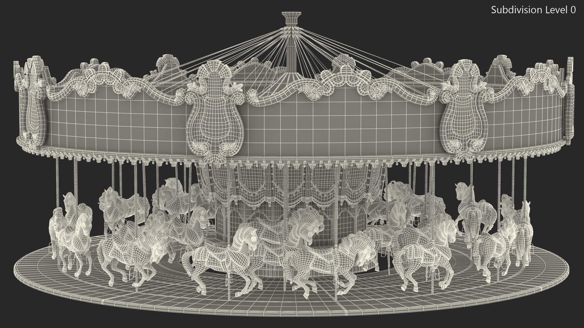 3D model Park Carousel with Horses